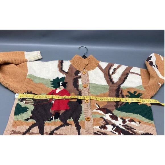 RARE Vintage Saks Fifth Avenue Equestrian Sweater M Horse Hunting Scene - Picture 4 of 4